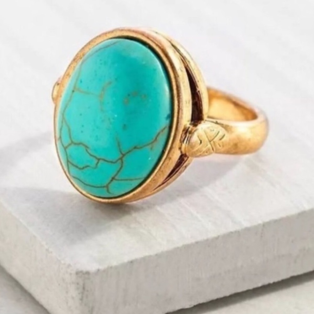 Silpada Brass and Turquoise Ring From the KR Collection Size 7
